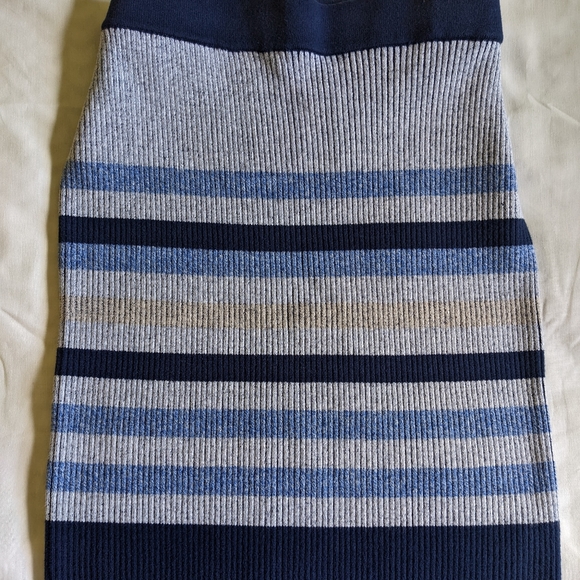 Knitted stretch skirt, blue stripes, size M - Picture 2 of 3